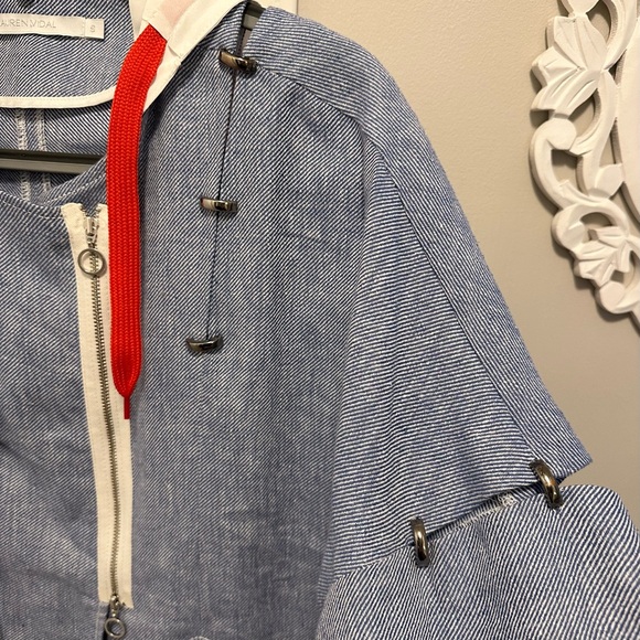 Lauren Vidal Lagenlook Blue Jacket Hoodie S Hooks Deconstructed Art to Wear RARE - Picture 4 of 12
